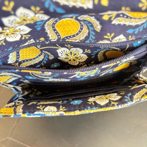 VERA BRADLEY ELLIE BLUE Little Hipster Crossbody Purse Elephant Navy Yellow - Picture 10 of 16
